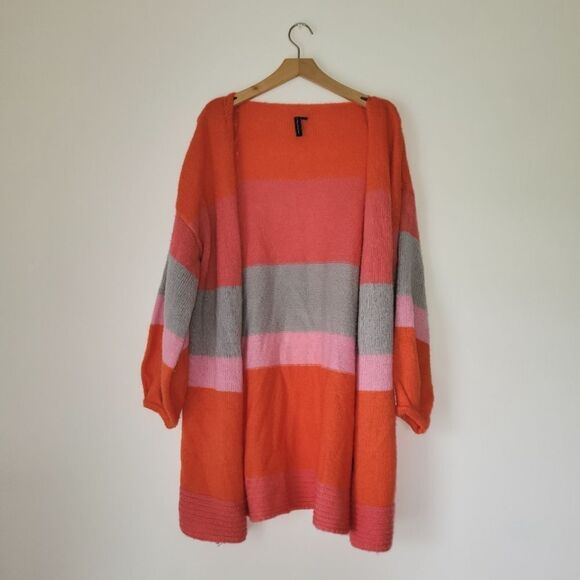 moon & madison Orange and Pink Cardigan Sweater - Picture 1 of 7